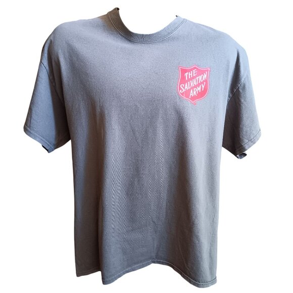 XL Vtg Y2K T-shirt The Salvation Army Gray Gildan Ultra Cotton Logo Front & Back - Picture 2 of 5